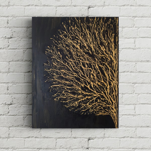 Black Gold Abstract Canvas Wall Art Etsy