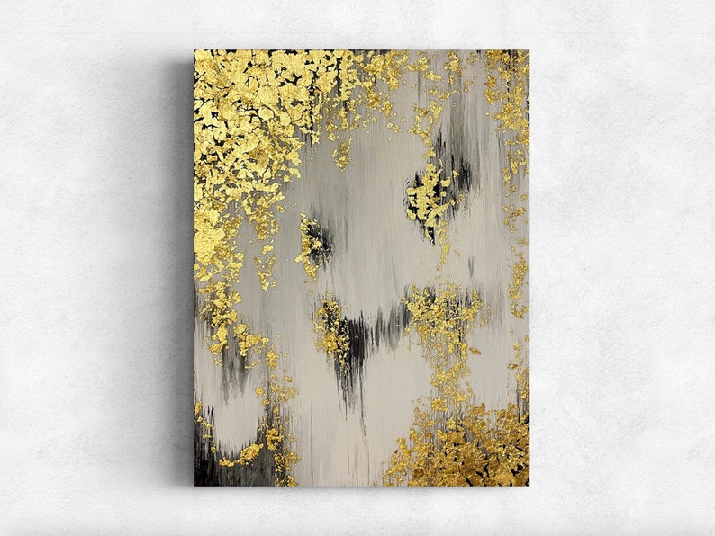 Gold Leaf Painting Gold Leaf Abstract Painting Gold Foil Etsy