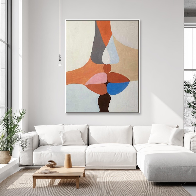Modern cubism inspired wall art of lesbian couple
