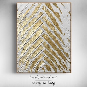 Acrylic Painting Gold | Gold leaf art | Gold and White Abstract Painting | Abstract gold leaf | Painting on canvas