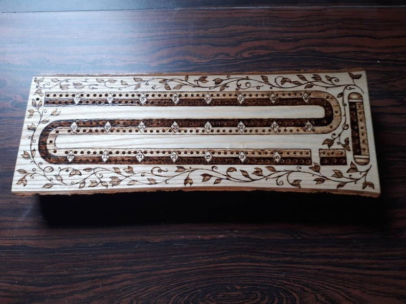 Wood Burned Cribbage Board (2,3, or 4 Lane) image 6