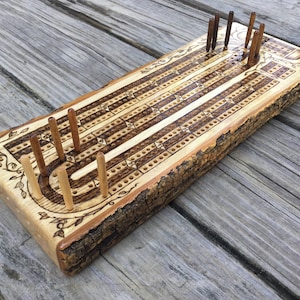 Wood Burned Cribbage Board (2,3, or 4 Lane)
