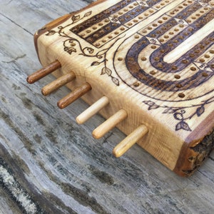 Wood Burned Cribbage Board (2,3, or 4 Lane) image 4