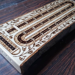 Wood Burned Cribbage Board (2,3, or 4 Lane) image 7