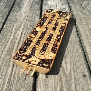 Wood Burned Cribbage Board (2,3, or 4 Lane) image 10