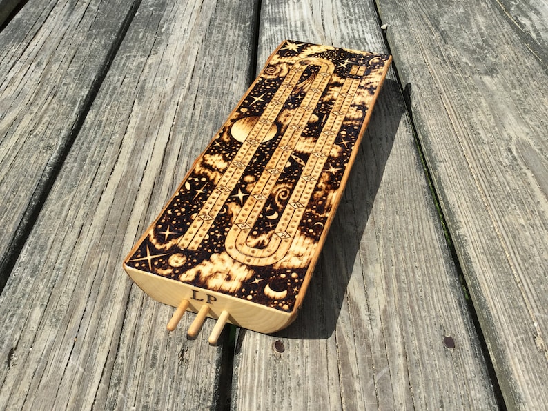 Wood Burned Cribbage Board (2,3, or 4 Lane) image 10