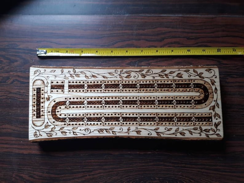 Wood Burned Cribbage Board (2,3, or 4 Lane) image 5