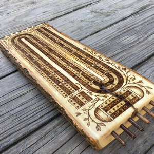 Wood Burned Cribbage Board (2,3, or 4 Lane) image 3