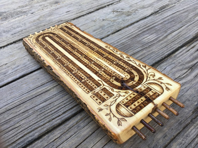 Wood Burned Cribbage Board (2,3, or 4 Lane) image 3