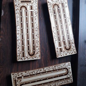 Wood Burned Cribbage Board (2,3, or 4 Lane) image 8