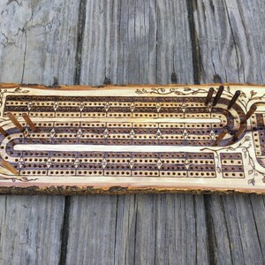 Wood Burned Cribbage Board (2,3, or 4 Lane) image 2