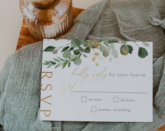Editable Wedding RSVP Card Template, Customizable Printable Stationery | CG3