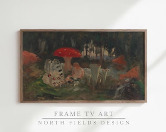 Fairytale Frame TV Art | Moody Forest Mushroom Painting, Digital Download for Samsung Frame TV, Whimsical Cottagecore TV Decor