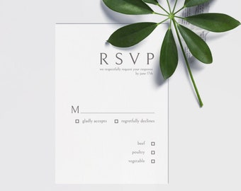 Minimalist Classic Wedding Stationery | RSVP Card Templates | Do it Yourself Weddings | Editable Template | C1