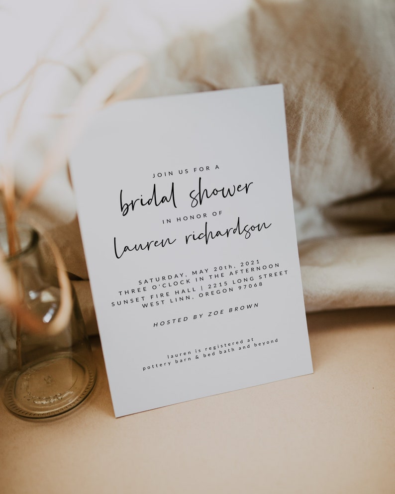 Minimalist Bridal Shower Invitation Digital Download Wedding Shower Invitations Do it Yourself Wedding Editable Template H1 image 5