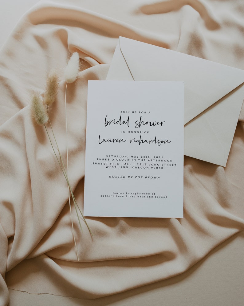 Minimalist Bridal Shower Invitation Digital Download Wedding Shower Invitations Do it Yourself Wedding Editable Template H1 image 1
