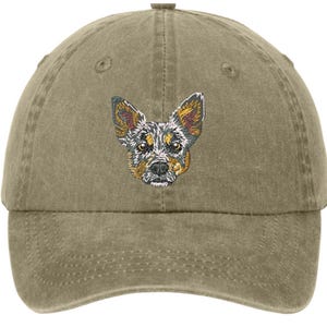 Embroidered blue heeler Dog hat - blue heeler dog cap - pigment dyed baseball cap - embroidered dog mom hat - dog dad - dog gift