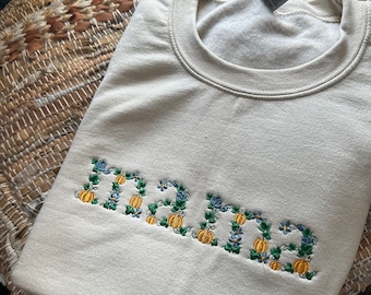 Embroidered MAMA pumpkin and floral Sweatshirt - MAMA fall Sweatshirt - MAMA sweatshirt - nana embroidered fall sweatshirt - mom gift
