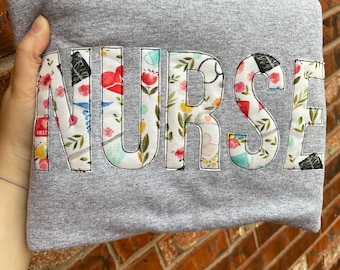 Embroidered Personalized Sweatshirt - Nurse appliqué Sweatshirt - Nurse sweatshirt