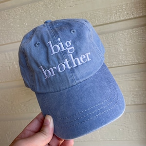 Big brother hat -boy baseball cap - pigment dyed baseball cap - toddler hat- embroidered big brother hat - pregnancy announcement hat