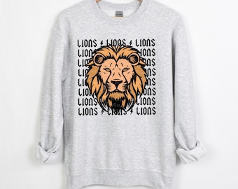 Sudadera de fútbol de los Leones - Sudadera con espíritu escolar - Sudadera con mascota de los Leones - Sudadera de temporada de fútbol - Sudadera con temática de mamá futbolera