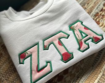 Embroidered Zeta Tau Alpha Strawberry sweatshirt - ZTA wear - Sorority Sweatshirt - Big/Little Gift - Sorority Greek Licensed Merch -