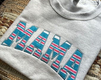 Embroidered hospital blanket Mama sweatshirt - Appliqué Mama sweatshirt - personalize mama crewneck - personalized embroidery gift