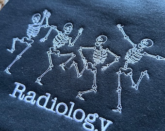 Moletom personalizado bordado para técnico de radiologia, jaqueta de radiologia, pulôver de radiologia, pulôver personalizado para técnico de raio-x, moletom com estampa de esqueleto de radiologia