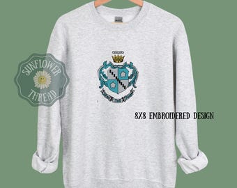 Sudadera con el escudo de Zeta Tau Alpha bordado - Ropa ZTA - Sudadera de hermandad - Regalo grande/pequeño - Mercancía con licencia de hermandad griega - Escudo de ZTA