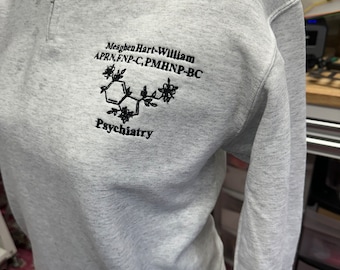 Custom Embroidered Psychiatric Nurse Quarter Zip: Serotonin Jacket