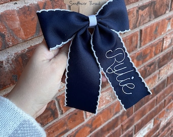 Embroidered Moonstitch Bow with Name - Personalized  Bow - Embroidered Moonstitch Bow