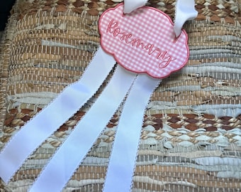Embroidered Bow Holder -  Bow Organizer - Nursery Organization - Bow Organizer with Name - Personalized Bow Organizer