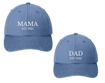 Gorro bordado EST para mamá y papá - Gorro para anuncio de embarazo - Gorro para nuevos padres - Gorro bordado para mamá - Gorro bordado para papá