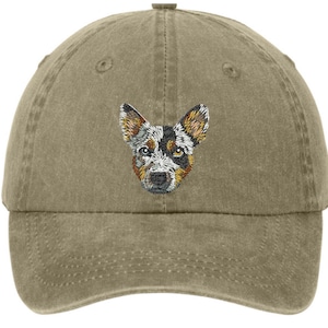 Embroidered blue heeler Dog hat - blue heeler dog cap - pigment dyed baseball cap - embroidered dog mom hat - dog dad - dog gift