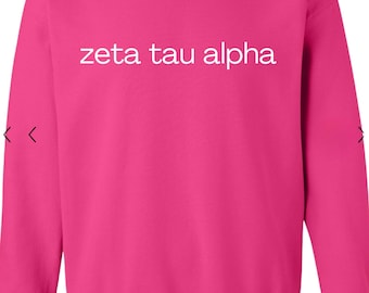 Embroidered Zeta Tau Alpha pink sweatshirt - ZTA wear - Sorority Sweatshirt - Big/Little Gift - Sorority Greek Licensed Merch - Bow ZTA