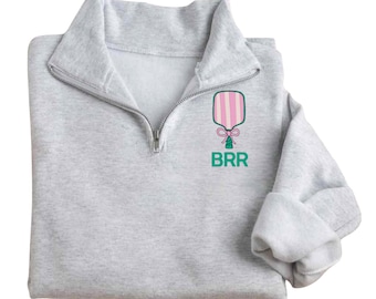 Embroidered Personalized pickeball Quarter Zip - Pickle Ball Sweatshirt- Pickleball Team Wear - Monogram Pickleball Jacket - Pickleball Gift