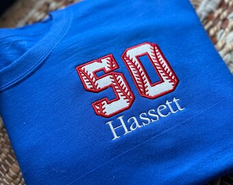Custom Embroidered Baseball Number Sweatshirt: Personalized Team Mom