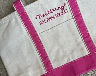Embroidered Personalized Nurse Stethoscope Canvas Bag - Nurse Tote Bag with Zipper - New Grad Nurse Gift - Nurse Gift