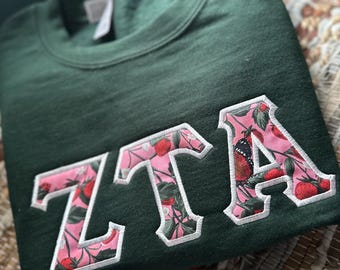 Embroidered Zeta Tau Alpha strawberry sweatshirt - ZTA wear - Sorority Sweatshirt - Big/Little Gift - Sorority Greek Licensed Merch