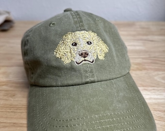Embroidered Golden Retriever Dog hat - Golden Retriever dog cap - pigment dyed baseball cap - embroidered dog mom hat - dog dad - dog gift