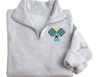 Embroidered Personalized pickeball Quarter Zip - Pickle Ball Sweatshirt- Pickleball Team Wear - Monogram Pickleball Jacket - Pickleball Gift
