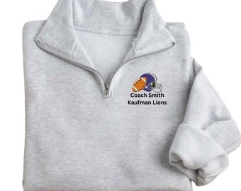 刺繍入りフットボール コーチ クォータージップ - コーチ プルオーバー - フットボール バーシティ プルオーバーをカスタマイズ - フットボール クォータージップ