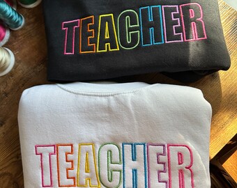 Sudadera bordada con estilo de los años 90 para profesores - Sudadera bordada para profesores - Regalo para profesores - Sudadera para estudiantes y profesores - Sudadera para guarderías