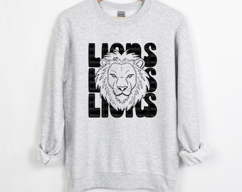 Sudadera de fútbol de los Leones - Sudadera con espíritu escolar - Sudadera con mascota de los Leones - Sudadera de temporada de fútbol - Sudadera con temática de mamá futbolera