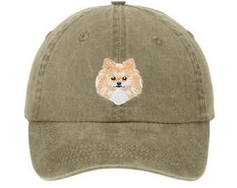 Embroidered Pomeranian Dog hat - Pomeranian cap - Yellow Pomeranian  - embroidered dog mom hat - dog dad - dog gift