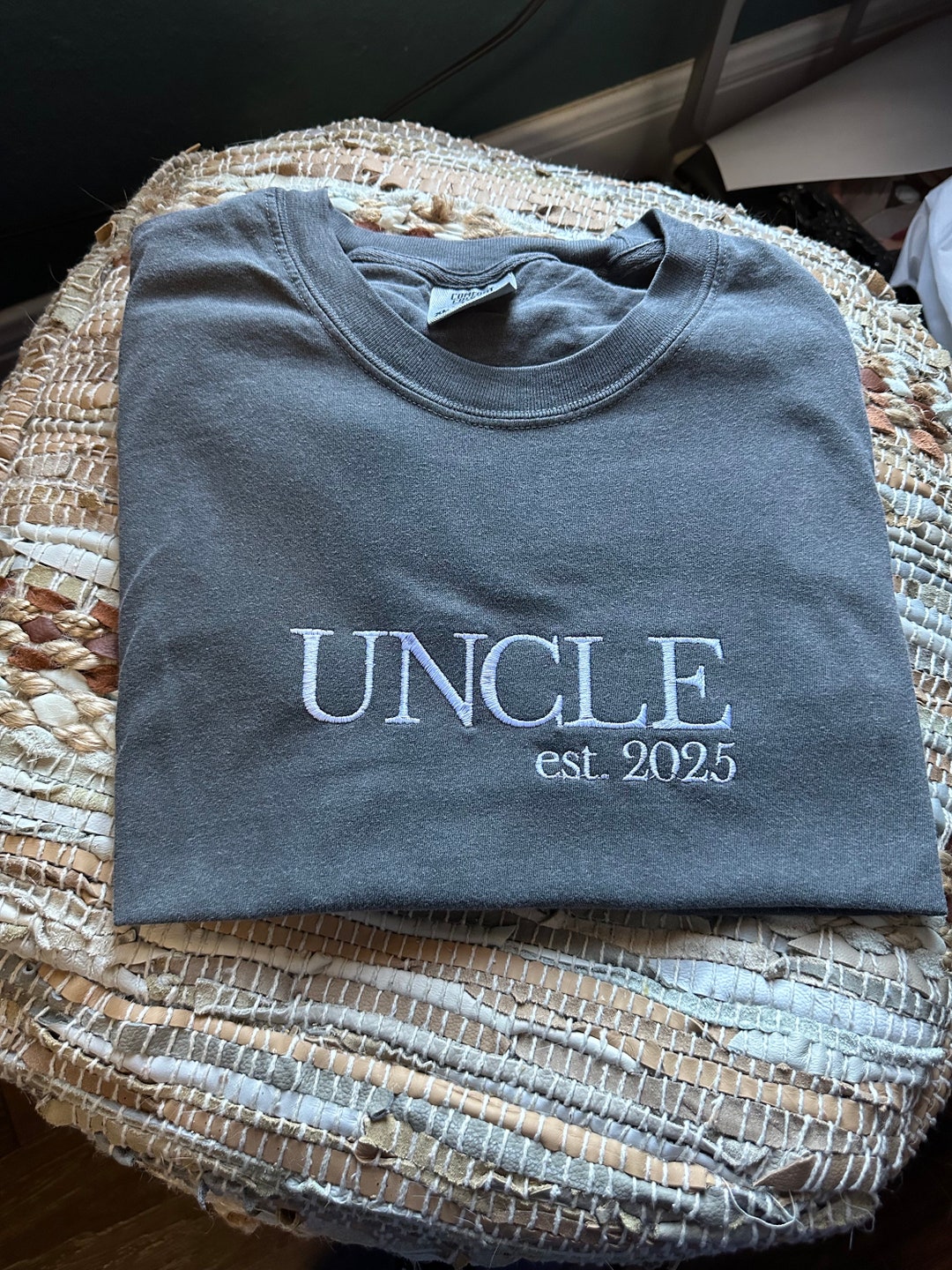 Embroidered Uncle Pregnancy Announcement Short Sleeve Shirt - Uncle EST ...