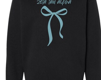Embroidered Zeta Tau Alpha croquette sweatshirt - ZTA wear - Sorority Sweatshirt - Big/Little Gift - Sorority Greek Licensed Merch - Bow ZTA