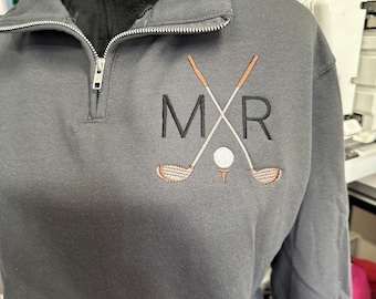Custom Embroidered Golf Monogram quarter zip - Golf Pullover - Father’s Day Gift Jacket - Golf Dad Personalized Jacket - Grandpa Golf Jacket