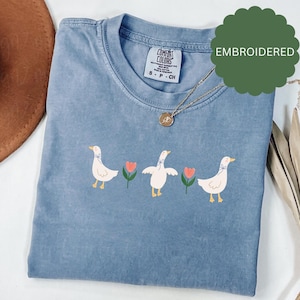 Silly Goose Shirt Embroidered Comfort Colors - Cute Goose Tshirt - Funny Shirt - Embroidered Crewneck Goose - Gift Funny Goose Gift