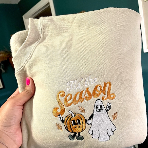 Embroidered halloween Sweatshirt - ghost  Sweatshirt - pumpkin sweatshirt - cute Halloween sweatshirt